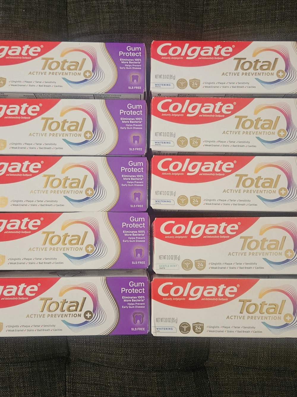 Total Active Prevention Gum Protect Toothpaste - White & Purple (ALL 10)